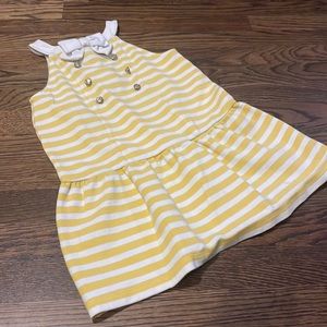 Jamie & jack yellow striped dress size 6 - beautiful bow & button detail